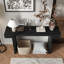 Console de couloir rustique noire de 60 pouces avec peinture patinée appliquée à la main et pieds épais, idéale pour une table de présentation rétro, avec des pieds renforcés à utilisation multiple