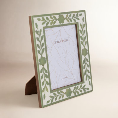 Modern Resin & Wood Picture Frame with Glass - Tabletop Photo Display for Home