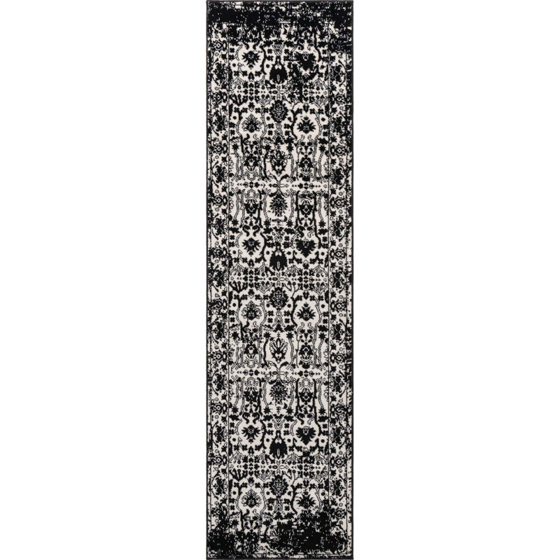 Ortilio Oriental Area Rug, Runner 2' x 8', Black