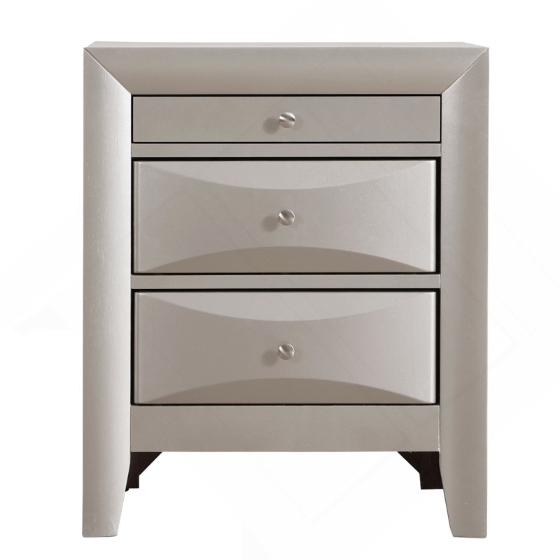 Elegant Silver Champagne Nightstand, Champagne