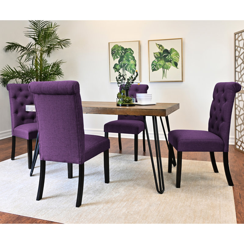 Ensemble de salle à manger, table à manger en épingle à cheveux avec chaises, 4 options de couleur, Mauve