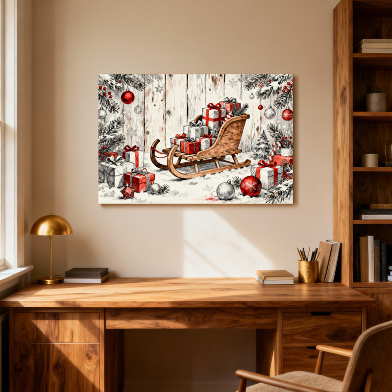 Ornements de Noël traîneau de Noël, H 24 po x l 36 po