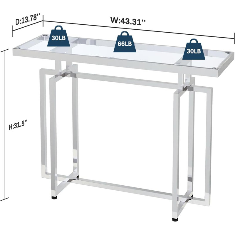 Silver Unique Style Entryway Console Table