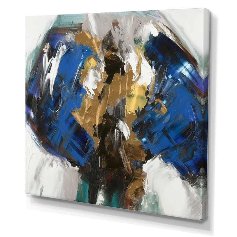 «Deep Knowing Abstract» en bleu royal et or I - art abstrait sur toile, peinture abstraite, H 16 po x l 16 po x P 1 po