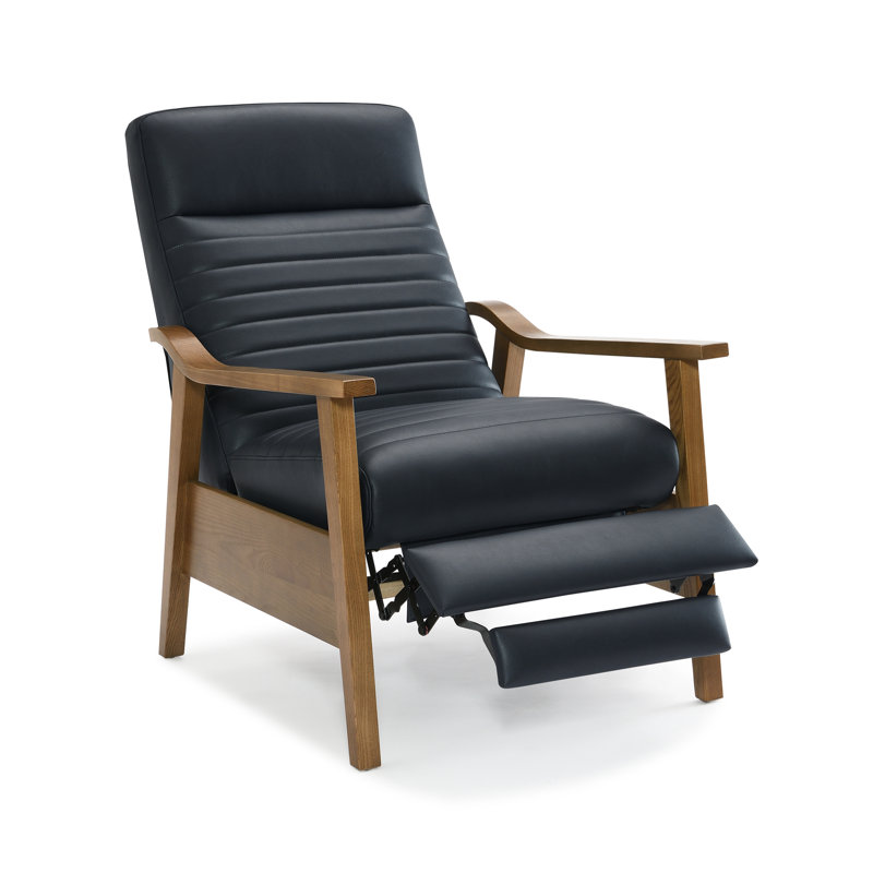 Fauteuil inclinable à accoudoirs en bois - Bleu minuit
