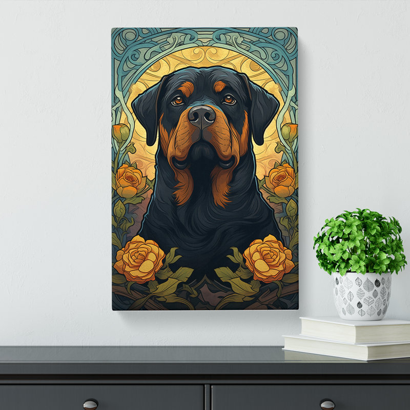 Rottweiler Nouveau - No Frame Print, 76cm H x 50cm W x 3cm D