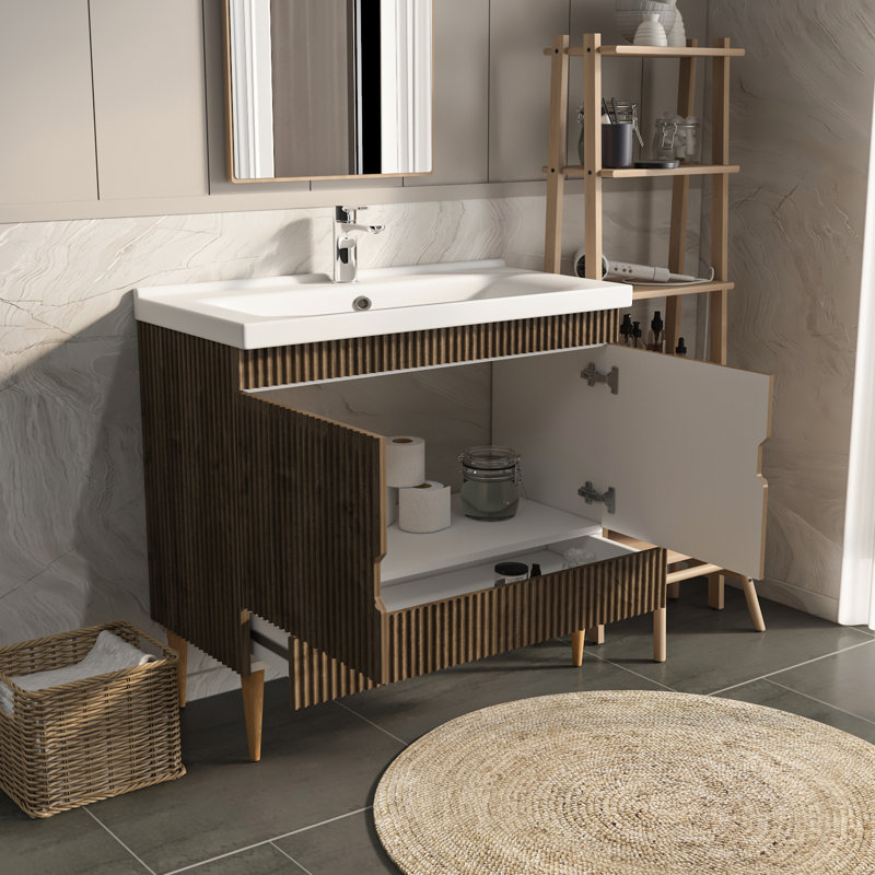 Sahra Bathroom Vanity, Walnut, 100cm