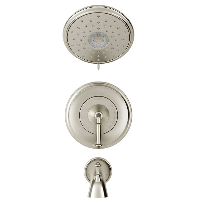 Ensemble de garniture de robinet de baignoire et douche à double fonction avec cartouche Delancey, Nickel brossé