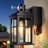 14in Matte Black Motion Sensor Outdoor Wall Lantern Sconce with GFCI Outlet, Distance and Time Adjustable