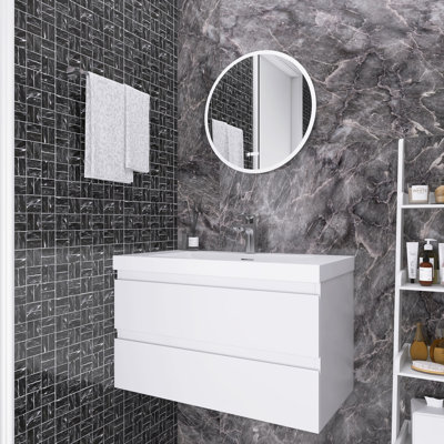 Meuble-lavabo mural 36 po avec lavabo en céramique