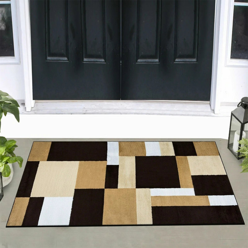KILAS Brown Beige  Area Rug & Runner – Non-Slip Polypropylene Carpet for Hallway, Bedroom & Kitchen, Rectangle 120 x 170cm