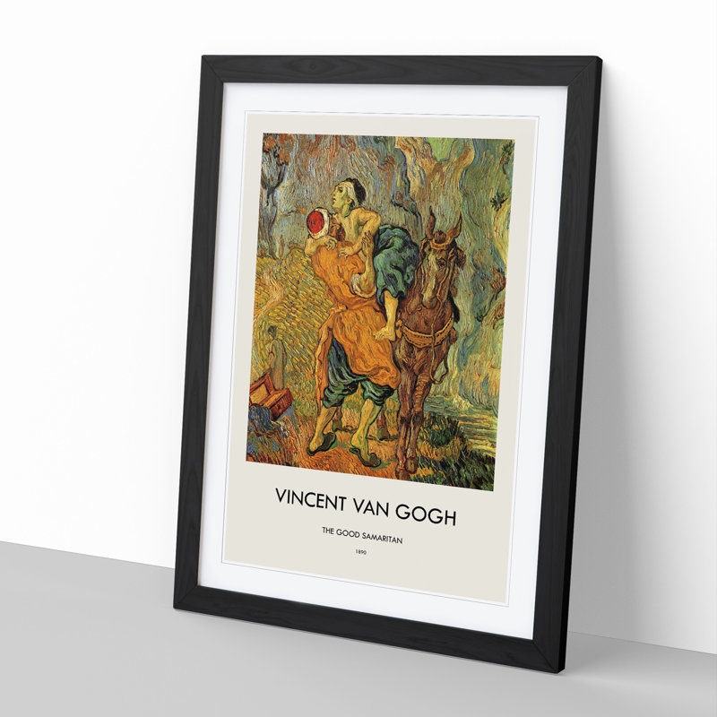 The Good Samaritan by Vincent Van Gogh - Picture Frame Painting, 36cm H x 27cm W x 2cm D, Black Framed