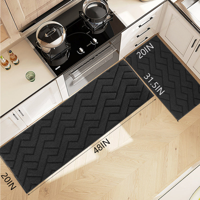 Tapis de cuisine antidérapant Weisler, Noir