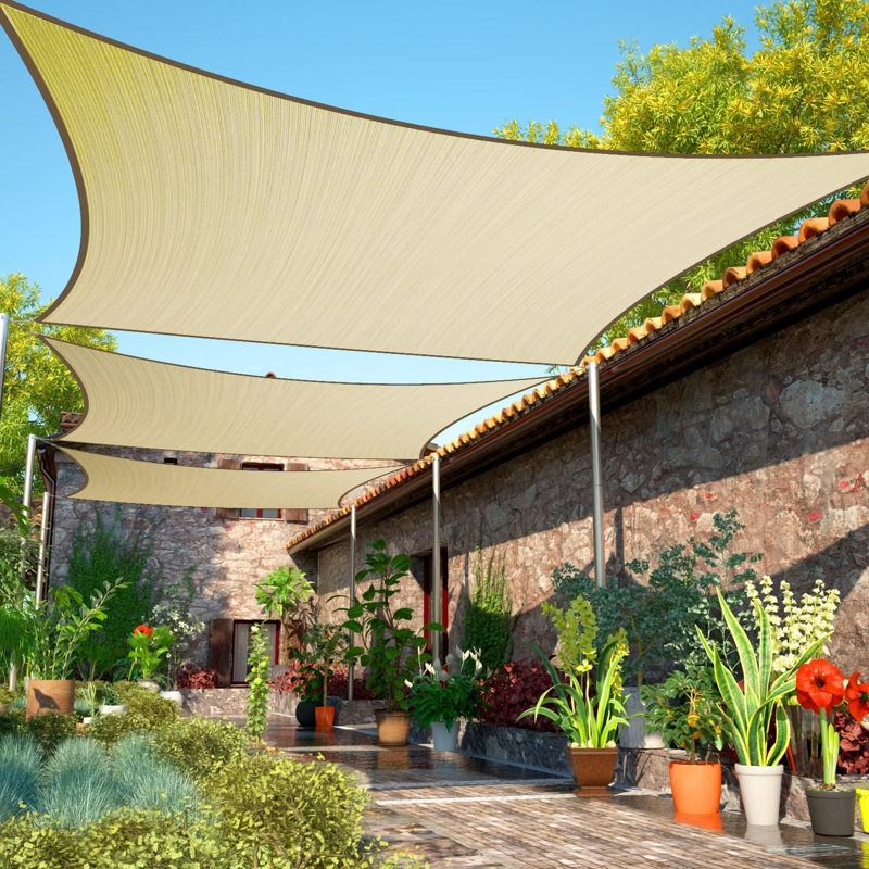 Outdoor Sun Shade Sail, Square Canopy Sail Shade Cover Uv Block Permeable Sunshade For Patio Backyard