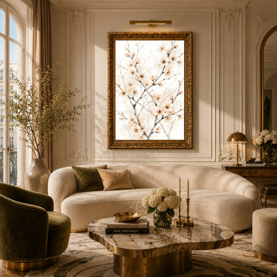 Art sur toile, branches de cerisier rose