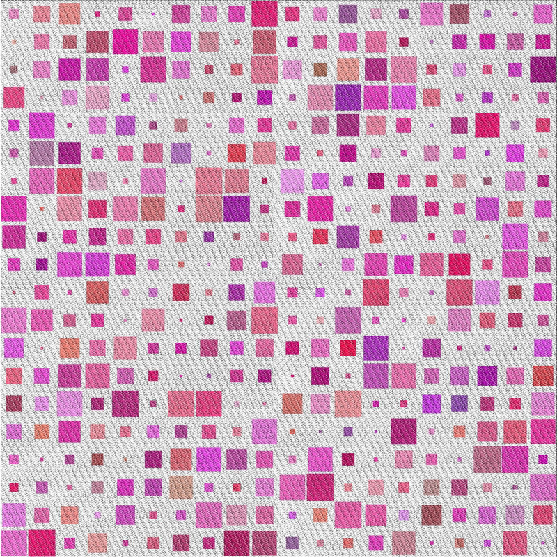 Tapis blanc/rose à motifs, Carré 5 pi