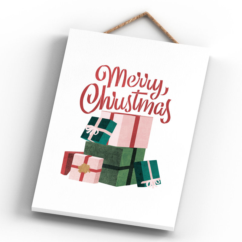 Xmas Merry Christmas Wooden Plaque, 28.5cm H x 18.5cm W x 0.9cm D