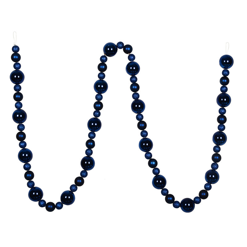 Guirlande de boules de Noël assorties 9 pi Huseby, Bleu minuit