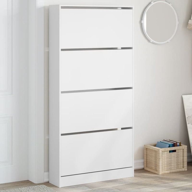12 Pair Shoe Storage Cabinet, White