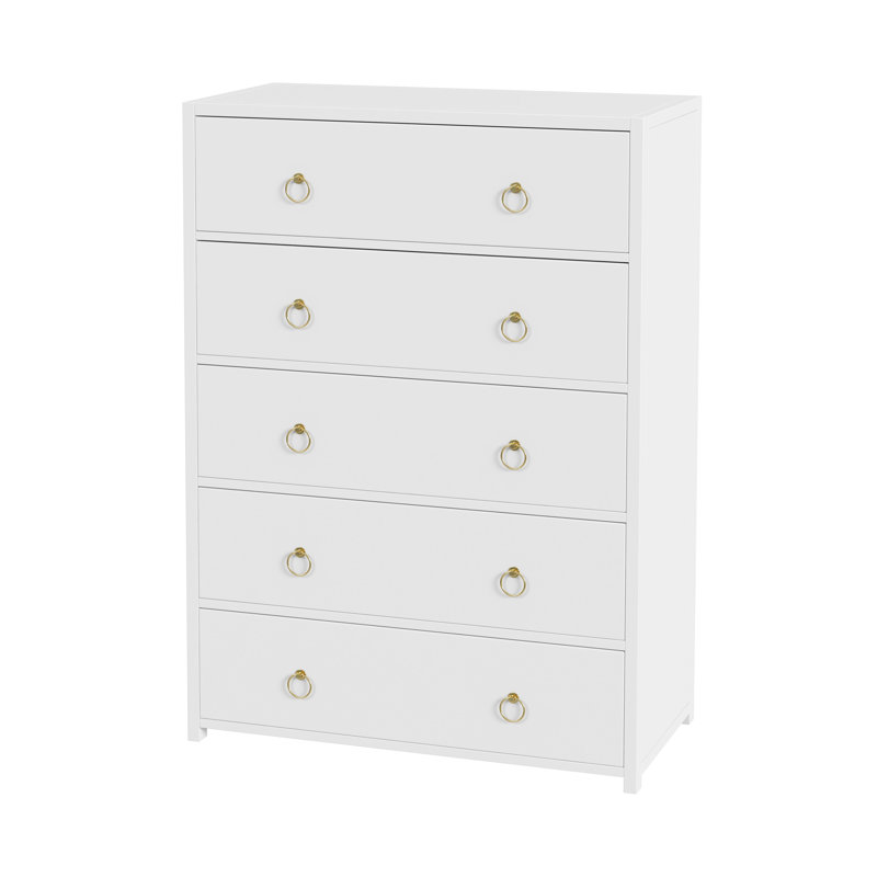 Lark 5 Drawer Dresser, White
