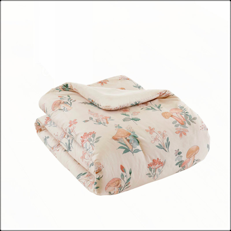 3 Piece Twin and Twin XL Mushroom Garden Comforter Set with Sham and Pillow, Blush Multi