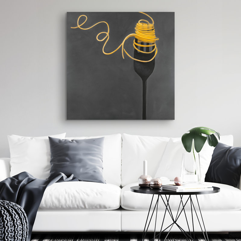 Spaghetti pasta around a fork - 32"x32" art on canvas