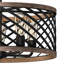 Lustre suspendu d'intérieur en noyer noir 5 lumières avec tambour en cage / entrecroisé