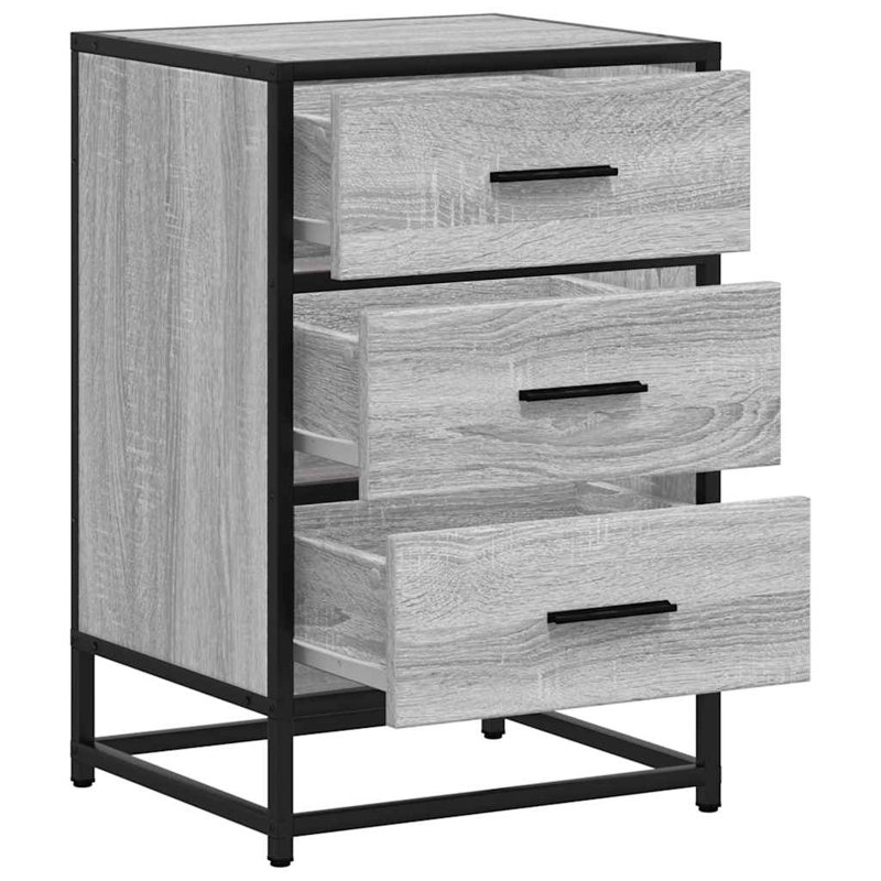 40cm W Metal Bedside Table, Grey Sonoma