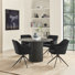 Penny Pillar Black Round Table With 4 Calley Luxury Velvet Upholstered Swivel Dining Chairs