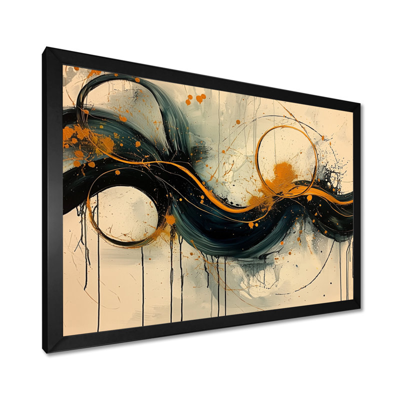 Omelien - Abstract Large Wall Decor, 30" H x 40" W, Single Picture Framed, Black