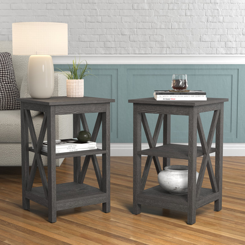 Nora End Table with Storage, Dark Gray