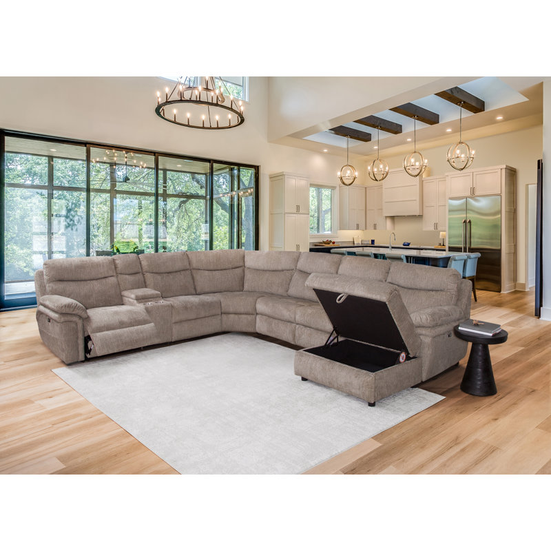 Paille Driftwood 6 Piece Power Reclining Sleeper Sectional with Storage