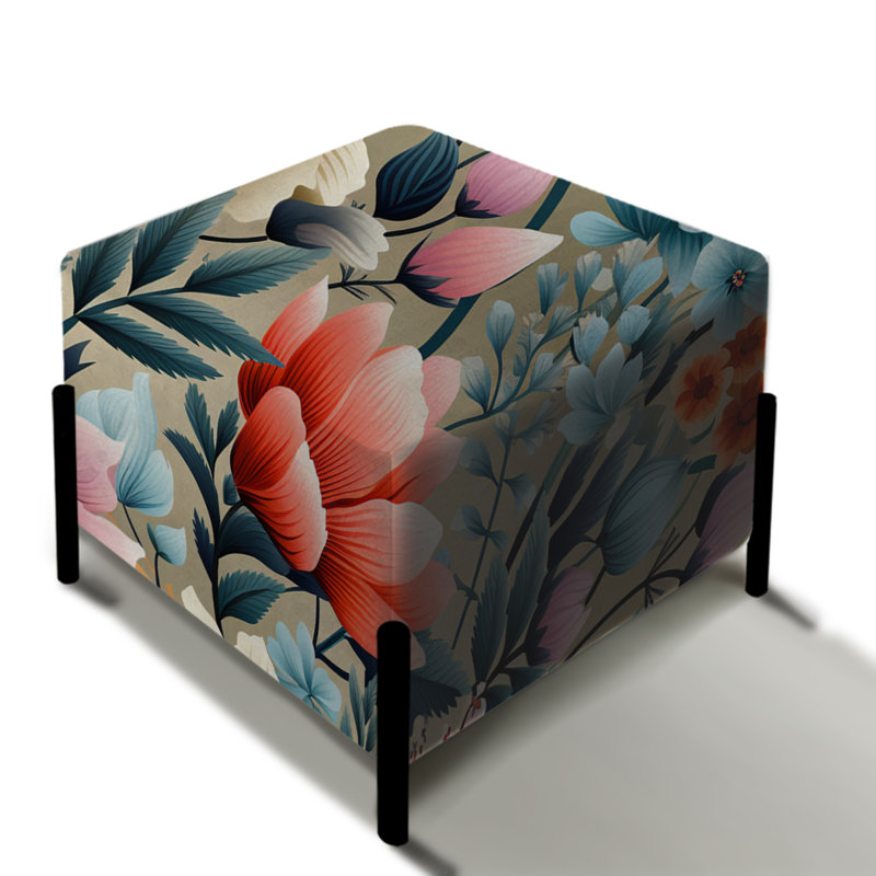 Pastel Rainbow Botanicals Pattern - Botanical Square Ottoman