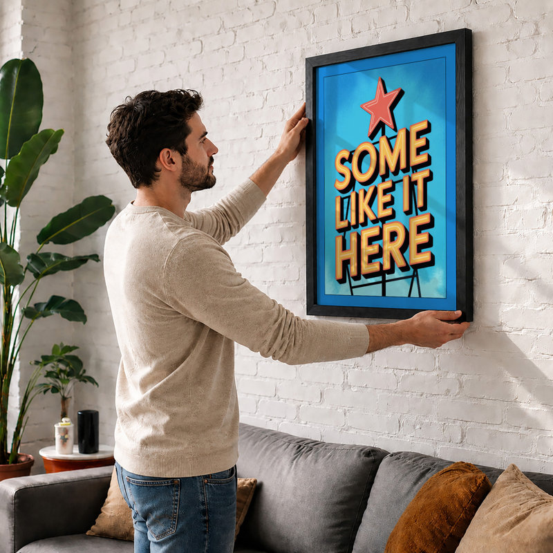 Some Like It Here Retro - Framed Print, Oak, A3 - 42.0 x 29.7 cm