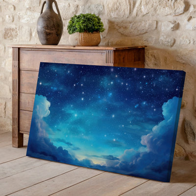 Toile «A Vast Night Sky» remplie d'un riche dégradé d'art mural, des bleus profonds et des noirs doux mettant en valeur un tableau dense de parfait pour art mural sur toile