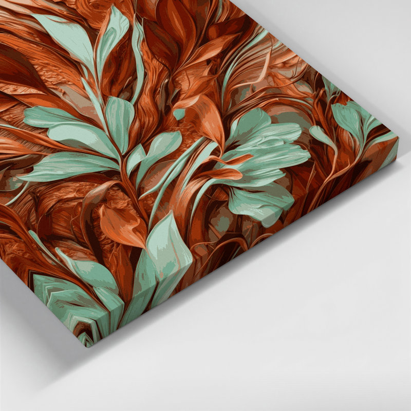"Abstract Florals" 65, art mural sur toile brune, H 12 po x l 12 po