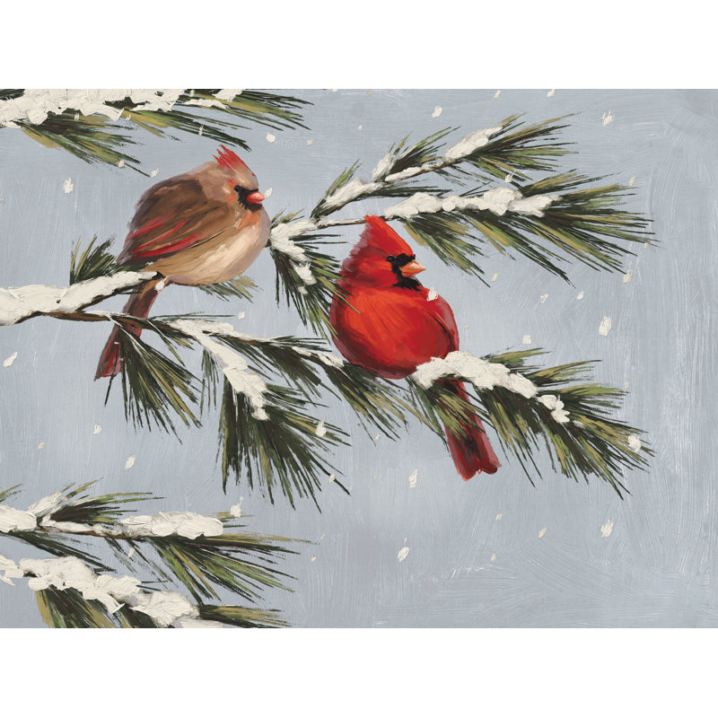 «Snowy Branch Cardinals» sur toile, H 32 po x l 48 po x P 1,25 po