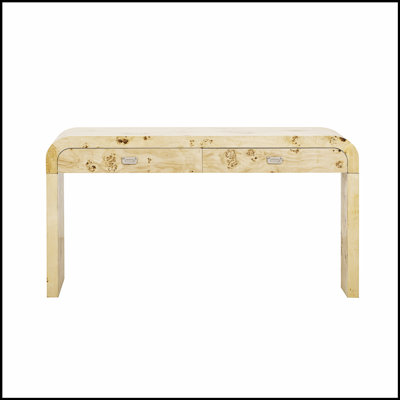 Modern Entryway Table with Burl Wood Veneer, Ideal for Elegance and Functionality in Any Home Space