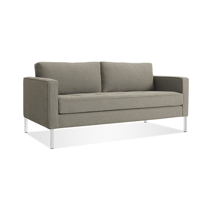 Paramount Sofa, Sanford Black Polyester Blend, Stainless Steel, 32" H x 95" W x 34" D