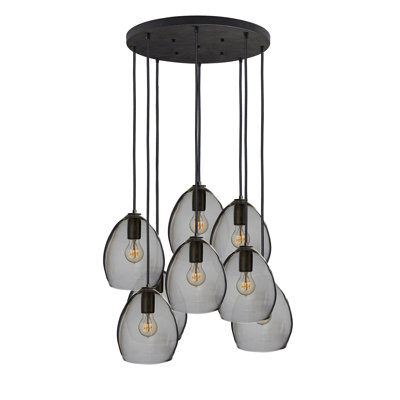 Lustre classique à 8 lumières avec accents en verre soufflé à la main