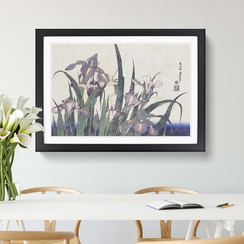 Irises by Katsushika Hokusai - Framed Print, 36cm H x 48cm W x 2cm D, Black Framed