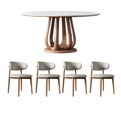 Nordic round rock plate dining table and chair set