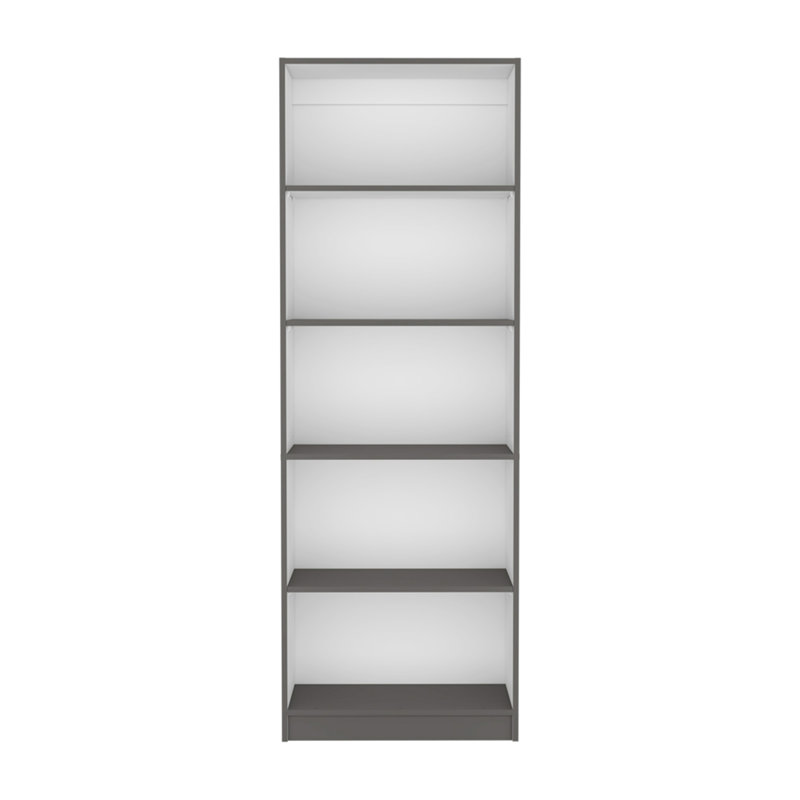Bibliothèque à 4 tablettes Benzoni, bureau, gris mat / blanc, Blanc / Gris, (5 tablettes) H 71,1 po x l 24,7 po x P 11,7 po