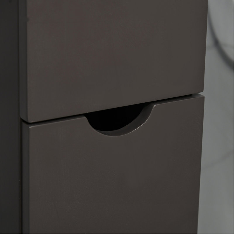 Armoire de rangement pour salle de bain de 54 po de hauteur, tour à linge autoportante avec tablette à 2 niveaux et tiroirs, organisateur de plancher étroit, brun