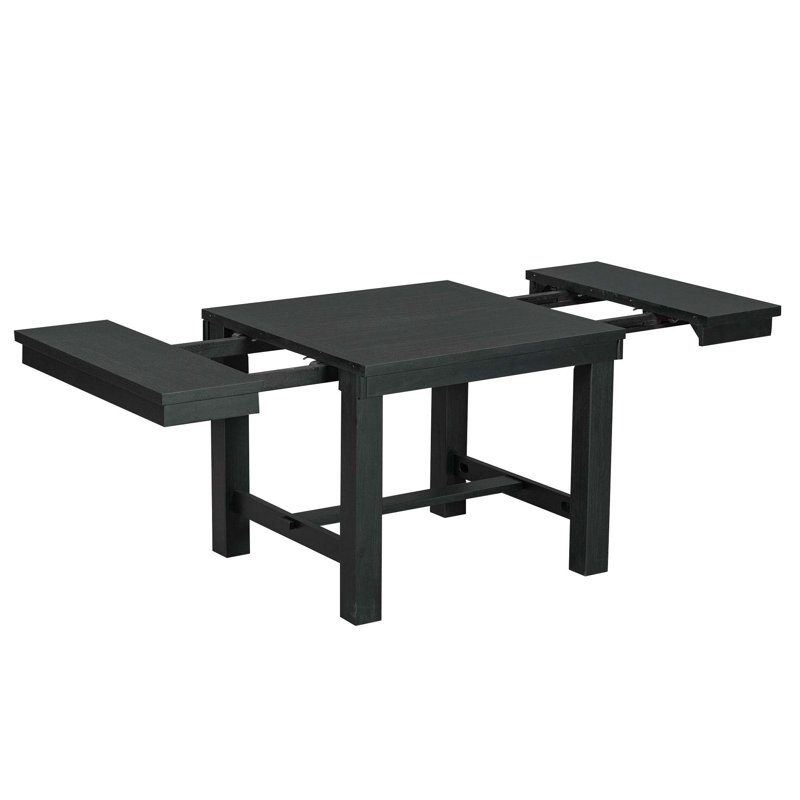 Table de salle à manger extensible 82 pouces 6 pièces avec repose-pieds, 4 chaises de salle à manger rembourrées et banc, 2 rallonges amovibles de 11 po