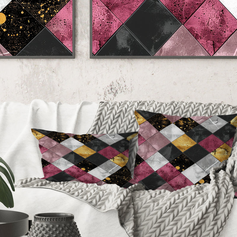 Glam Squares - Glam Throw Pillow, 16"H x16"H