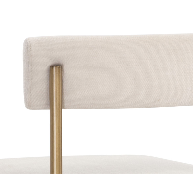 Seneca Upholstered Stool with Metal Frame, White