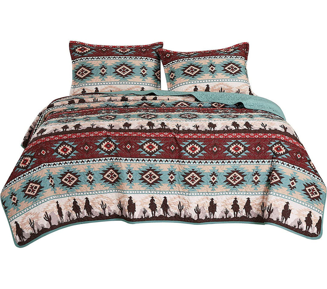 Dune Microfiber Coverlet Southwestern Cowboys Aztec Quilt Set Chezmoi Collection 