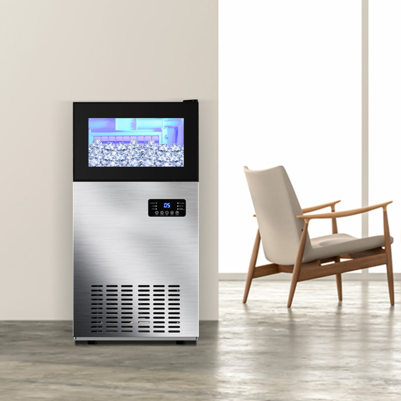 160 lb. Daily Production Stainless Steel Undercounter/Freestanding Ice Maker with Clear Cube Ice, Stainless Steel