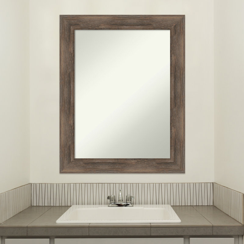 Miroir mural non biseauté en bois franc, 28,75 po x 22,75 po